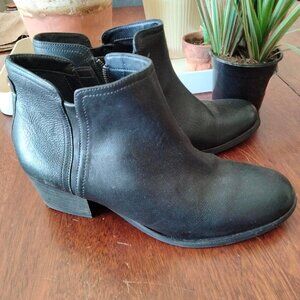 Black Leather Booties, 9.5